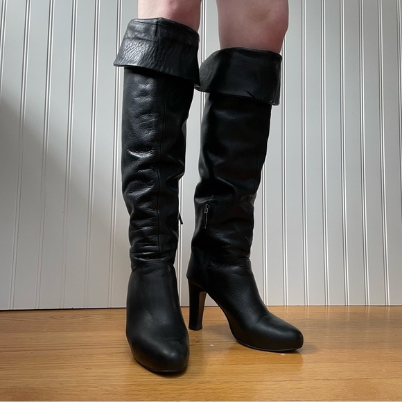 Baldinini Over the Knee/Fold Down Boots in Black Calfskin Leather *Italy* - Picture 4 of 16